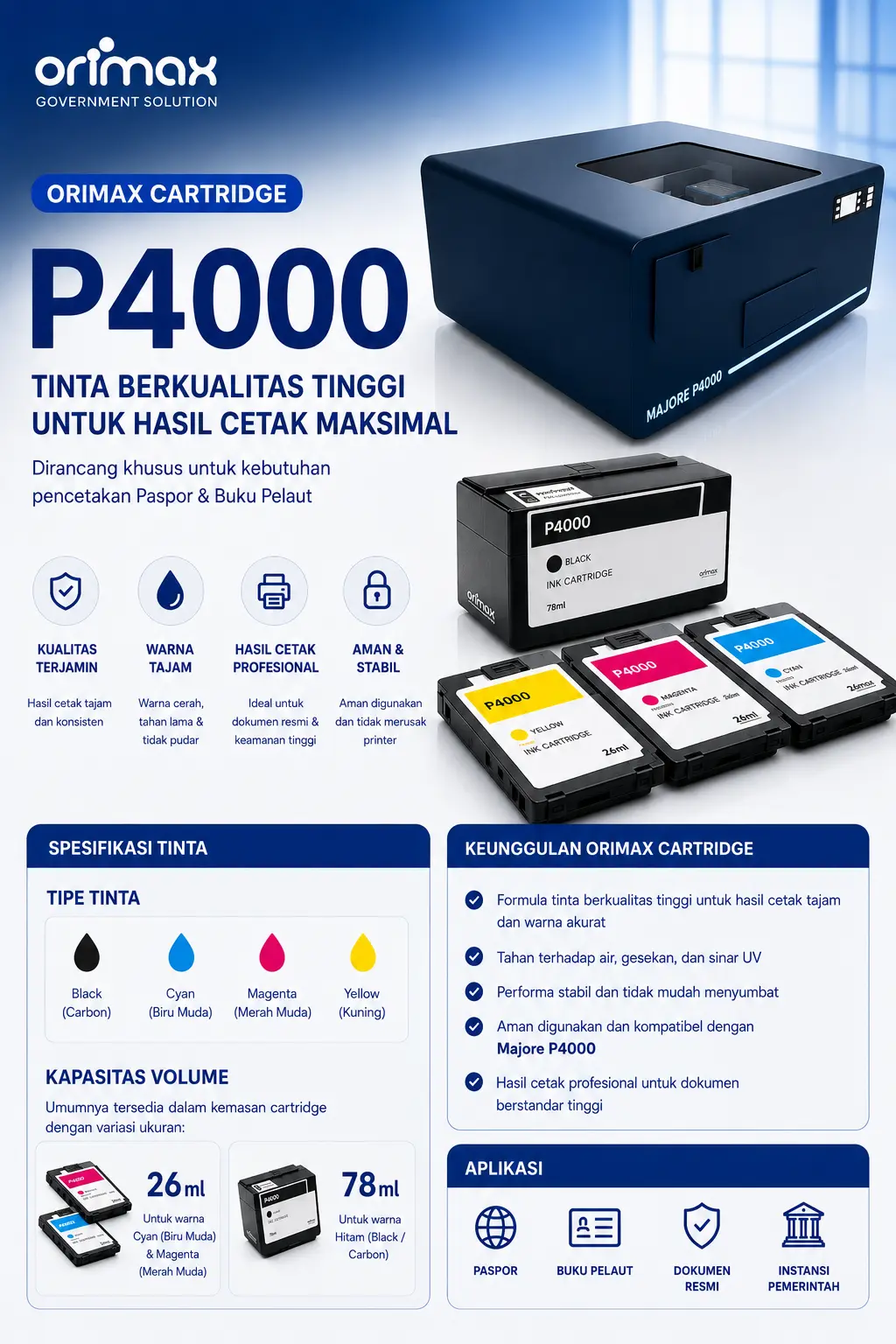 Orimax Cartridge Tinta Pigmen Majore P4000